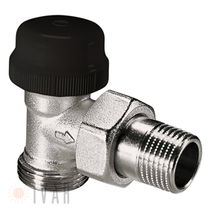 VALVOLA A SQUADRA TERMOSTATIZZABILE 3/8Mx3/8F FERRO CON PREREGOLAZIONE COD.500870  IVAR CAPPUCCIO NERO