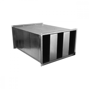 SILENZIATORE RETTANGOLARE DIM.1000X400 L=1200 5 SETTI SP.100mm INTERS.100mm CON RETE