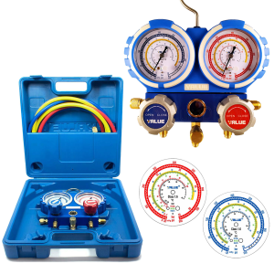 GRUPPO MANOMETRICO 2 VIE IN VALIGETTA CON 3 TUBI 120 R410/407C/R32/134A