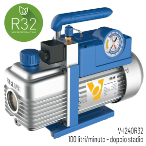 POMPA VUOTO BISTADIO 100 LT/MIN CON VACUOMETRO E ELETTROVALVOLA 