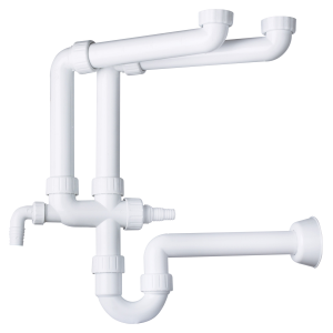 SIFONE PRAKTIK PER LAVELLO 2 BACINI E 2 ATT.LAVATRICE 1"1/2 X 40 IN PP