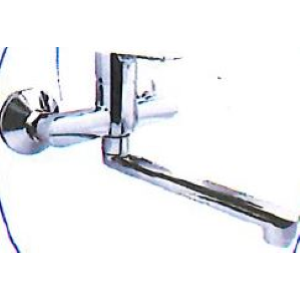 MISCELATORE LAVELLO A PARETE CON BOCCA GIREVOLE CROMO TITANIUM